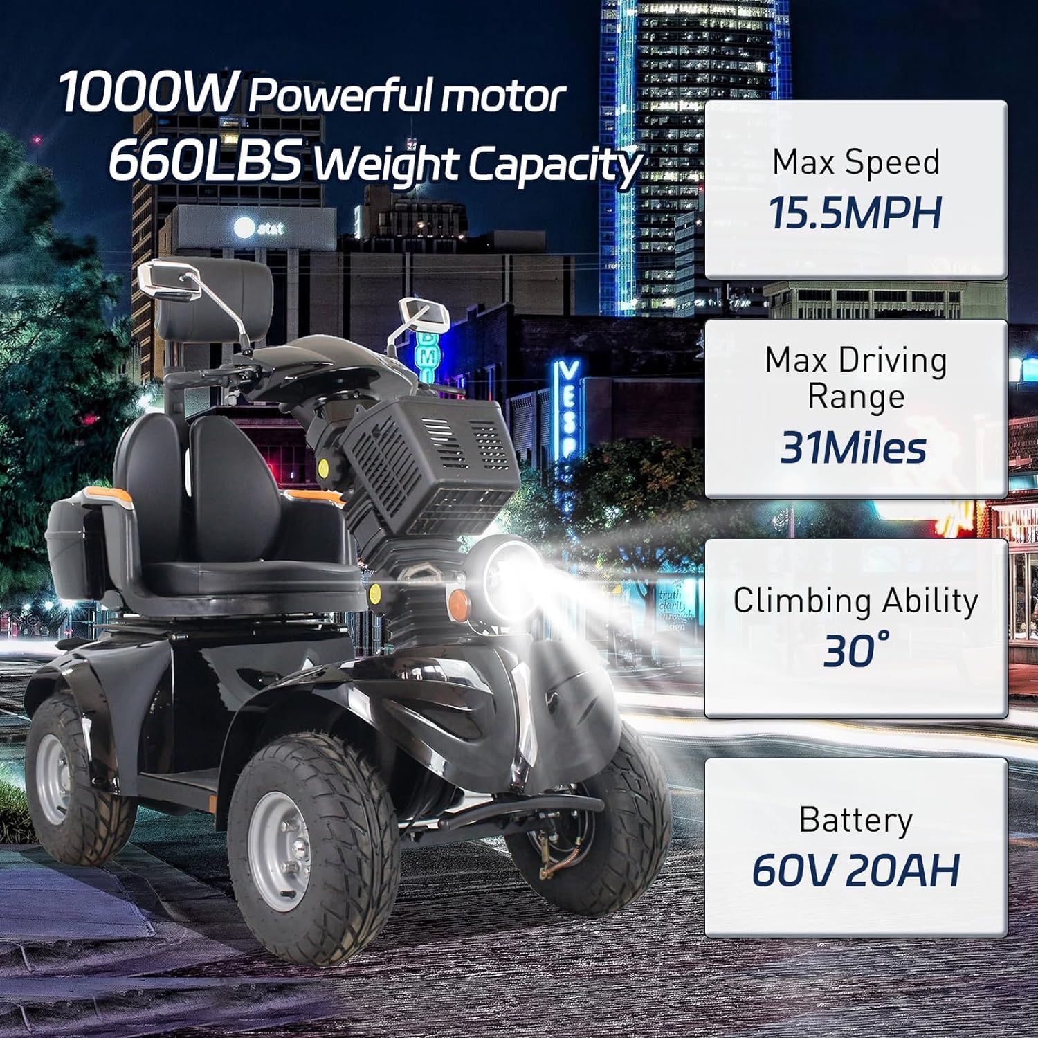 Heavy Duty 4 Wheel Mobility Scooter with 1000W Motor B159690