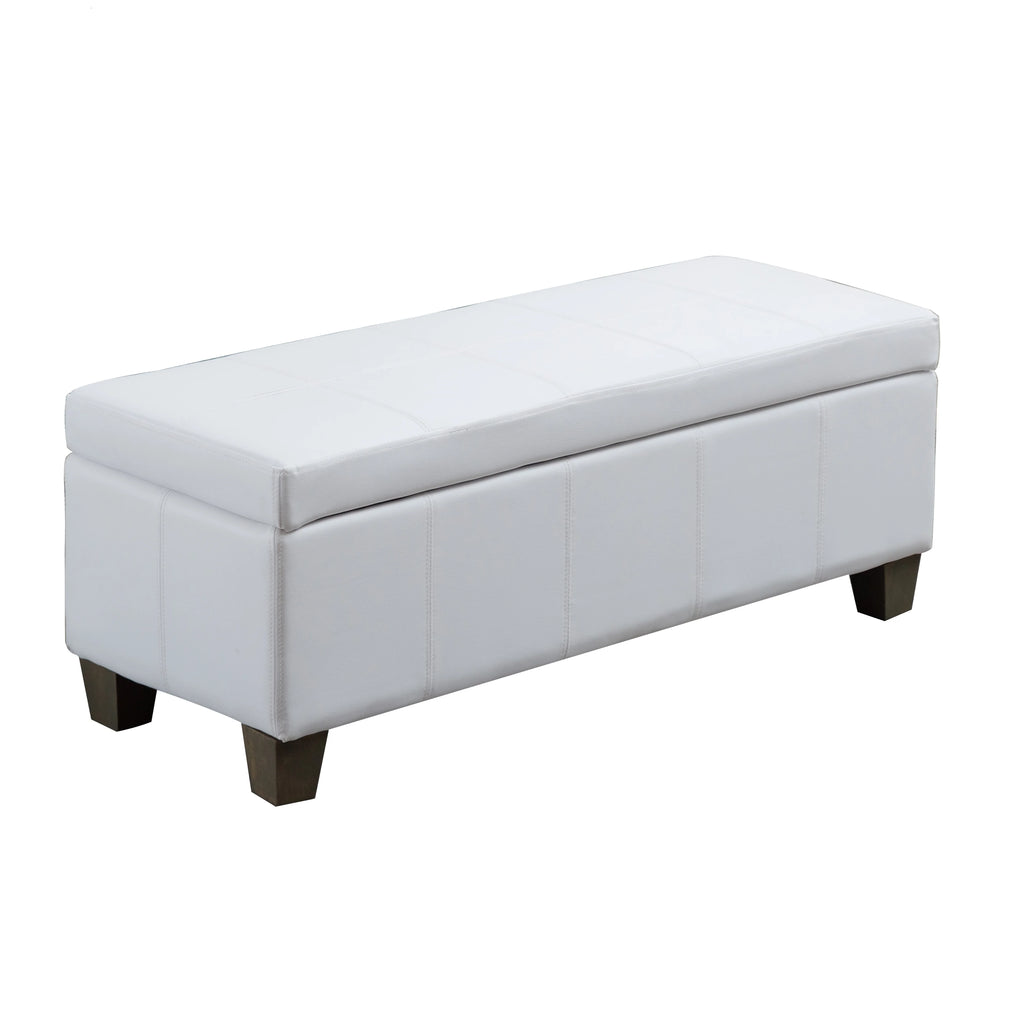 Beige Faux Leather Rectangle Ottoman with Storage L792