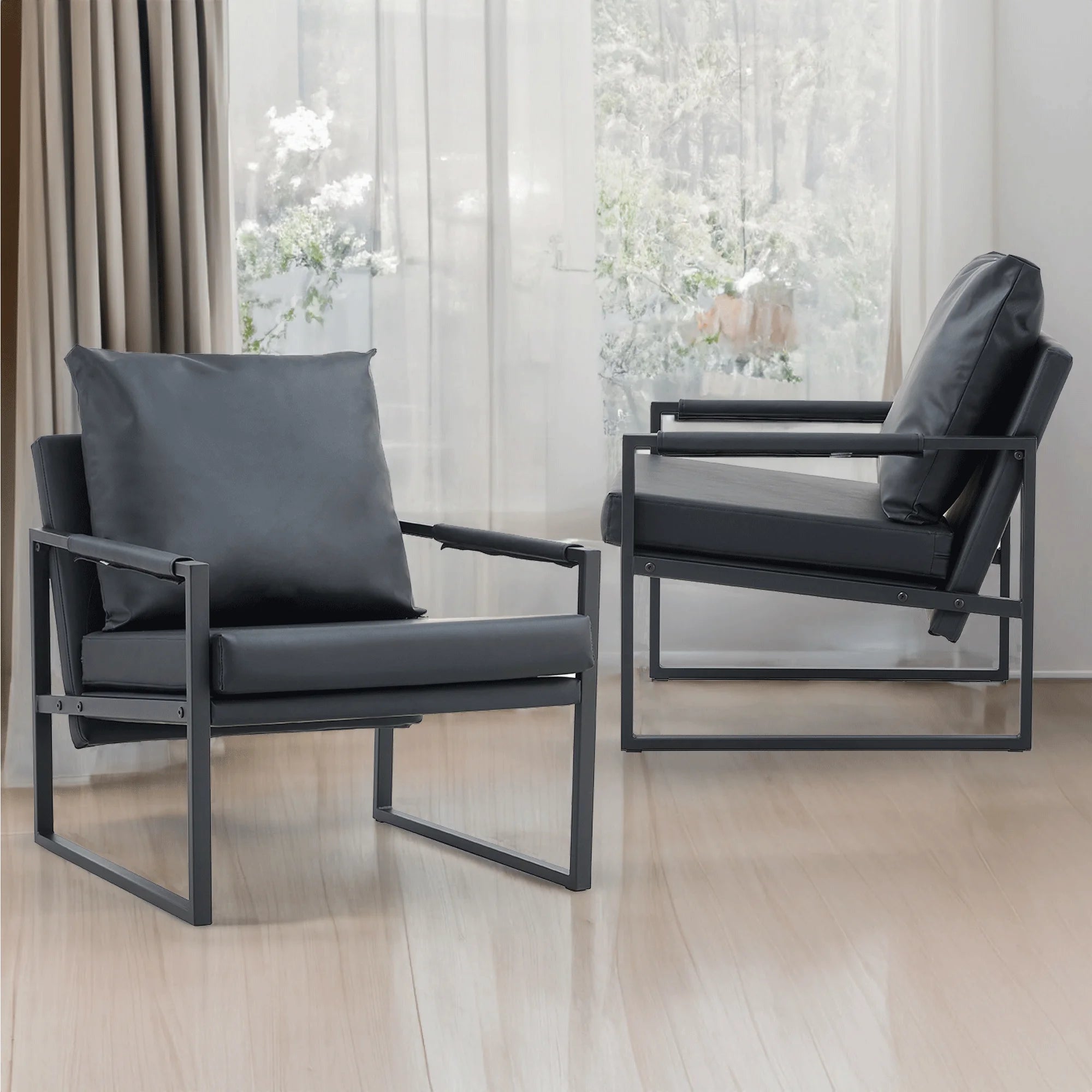 Black Faux Leather Accent Arm Chair H370