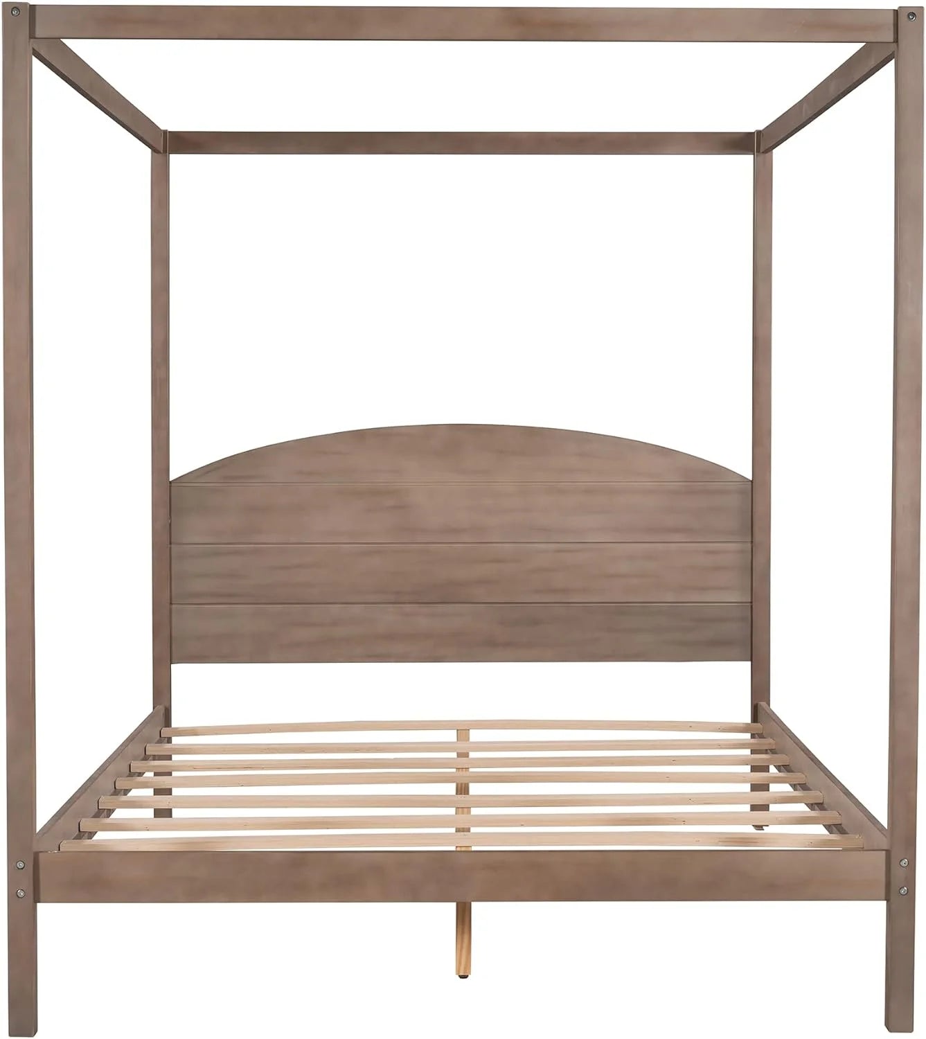 Brown Wash Queen Size 4-Post Canopy Bed Frame A747