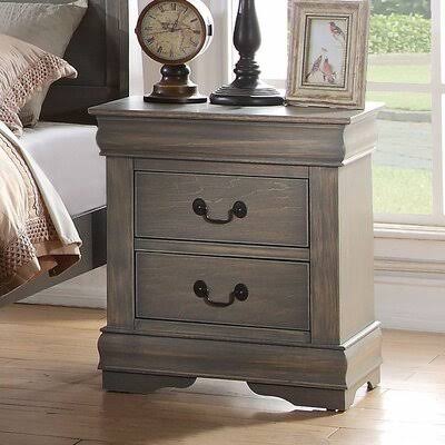 Antique Gray 2-Drawer Nightstand P8770