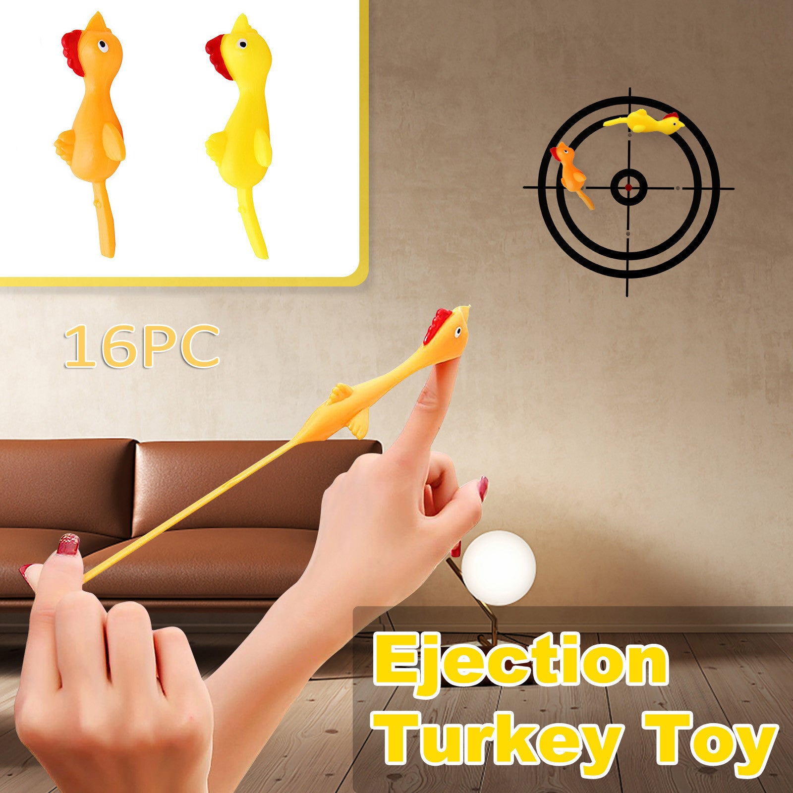 16 PCS Creative Ejection Chicken Toy F330041