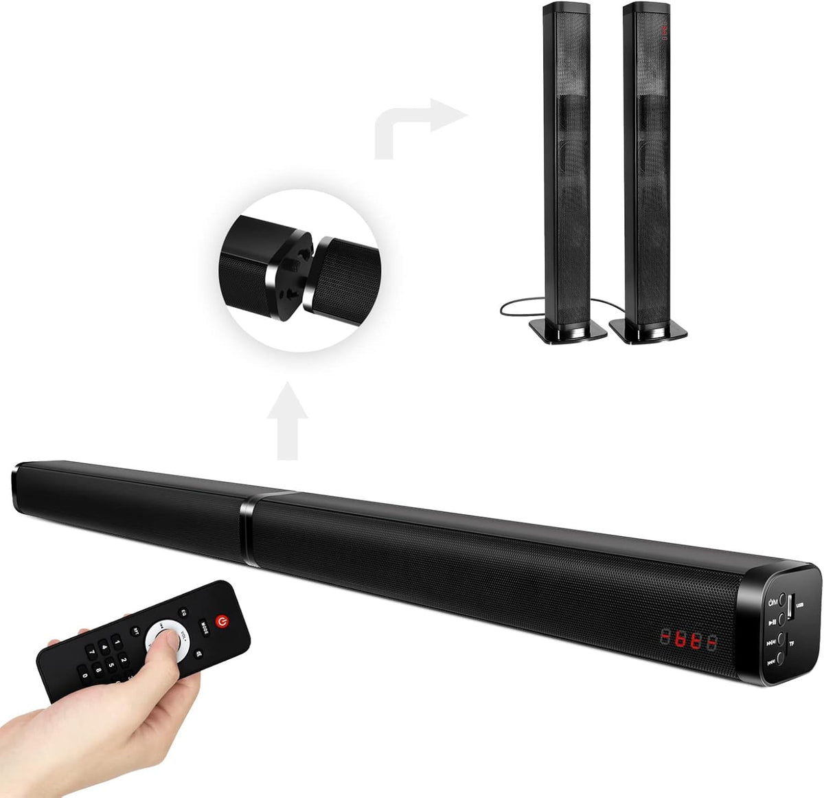 2 in1 Soundbar with Remote Control D8379