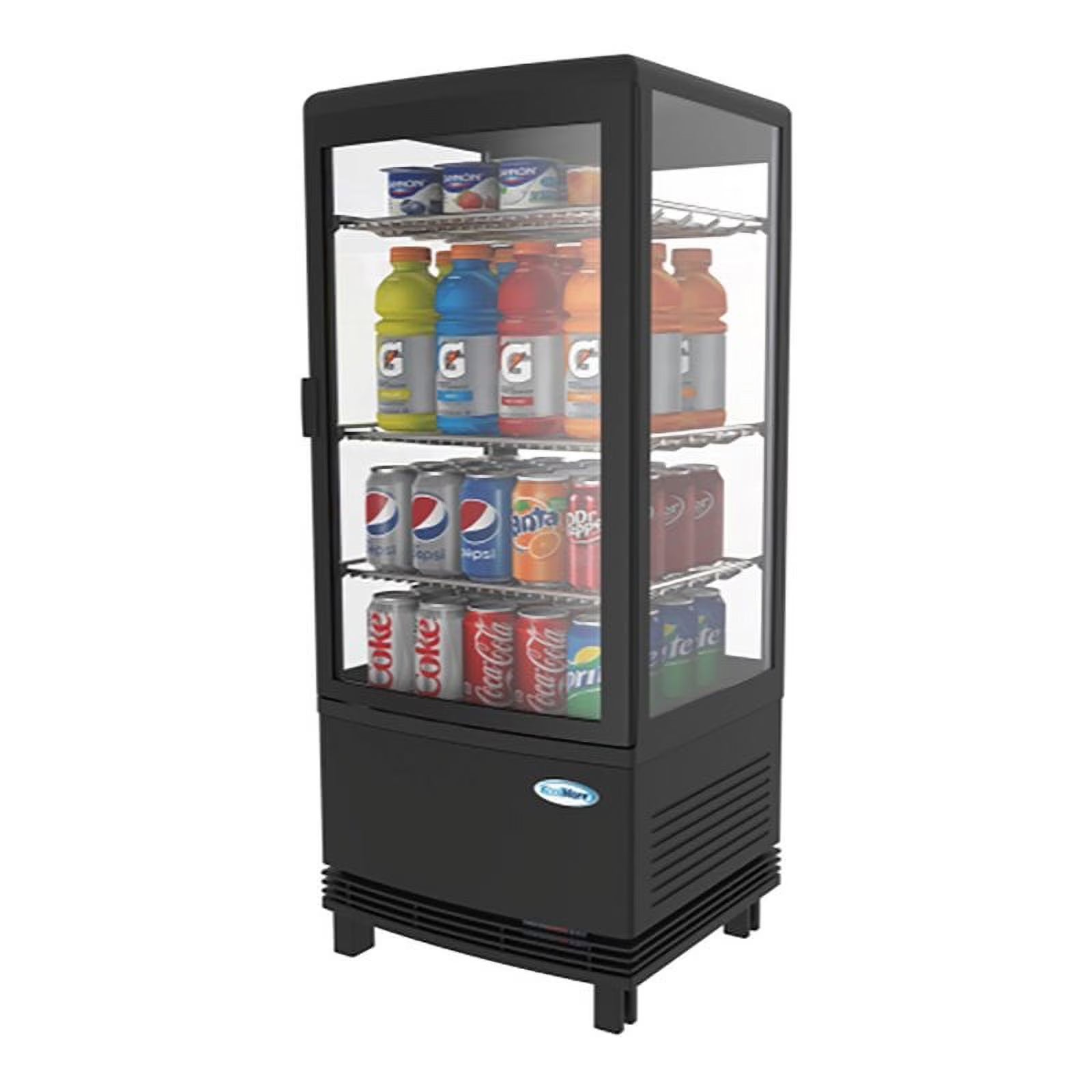 Black Countertop Refrigerator Display Case Commercial Beverage Cooler with LED Lighting, 3 cu. ft Capacity E8896