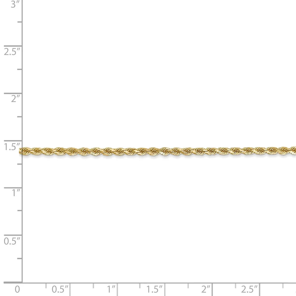 14kt Yellow Gold 2mm Diamond Cut Rope Chain with Lobster Clasp, 30 inch P73642