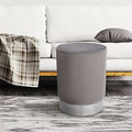 Gray Velvet Round Ottoman V192584