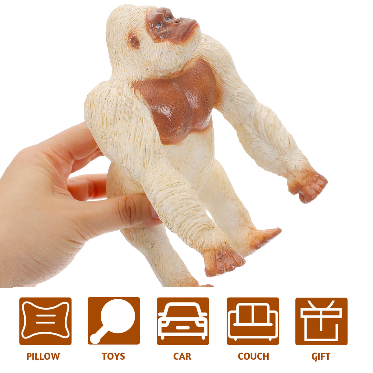 Mini Gorilla Chimpanzee Orangutan Toy Figurine White Plastic R54274