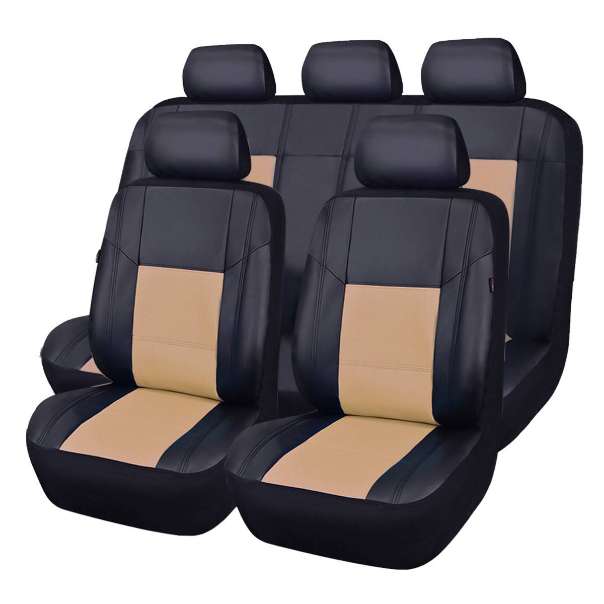 Beige PU Leather 11-Piece Car Seat Covers X691