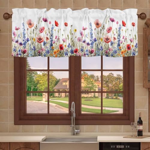 Floral Wild Flower Valance 1 Panel, 42 x 12 Inch I598