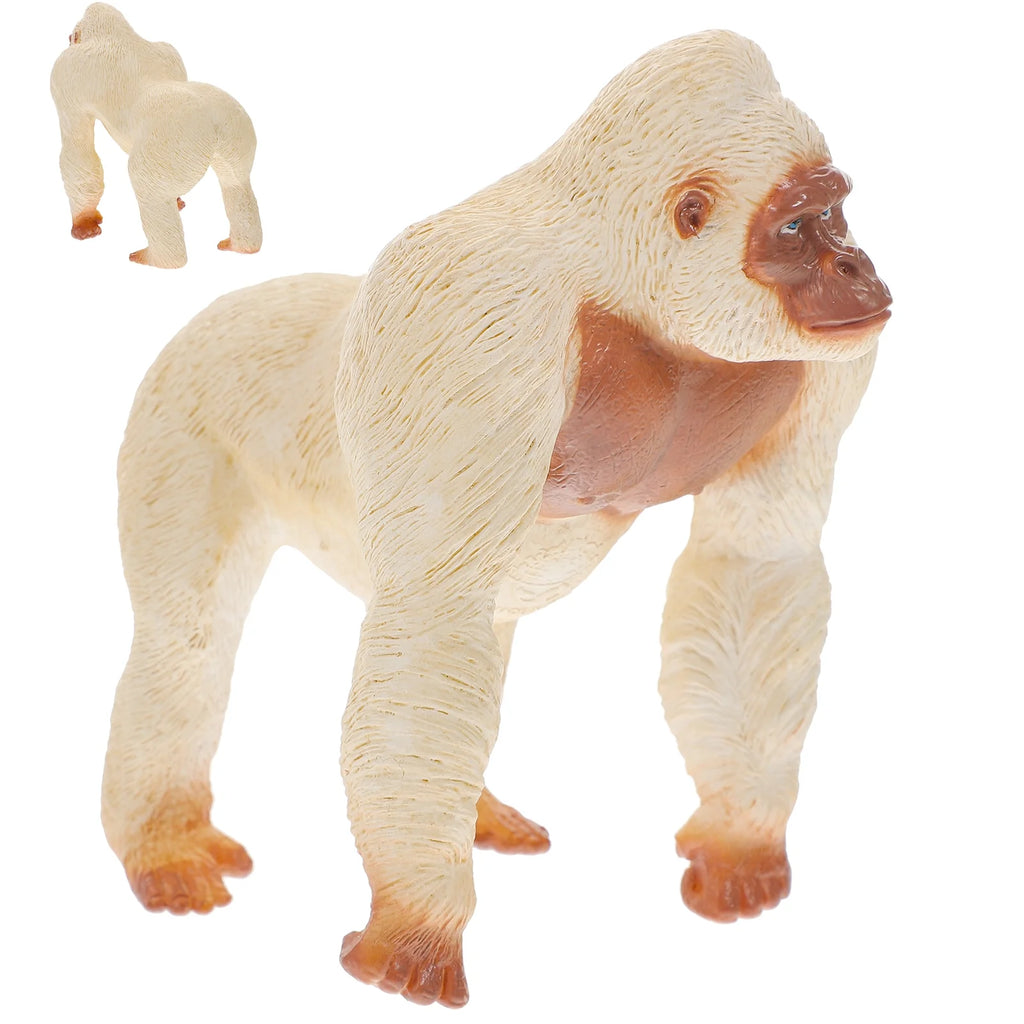 Mini Gorilla Chimpanzee Orangutan Toy Figurine White Plastic R54274
