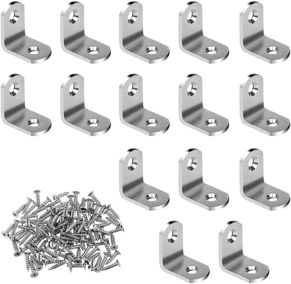 20 Pcs Stainless Steel L Shaped Corner Braces with Screws L941