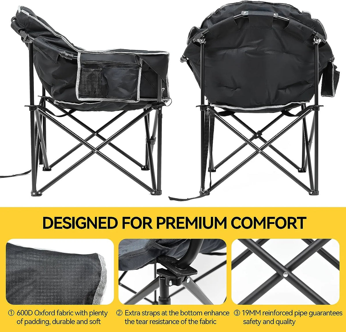 Heated Folding Camping Chair with 3 Heat Levels A17709