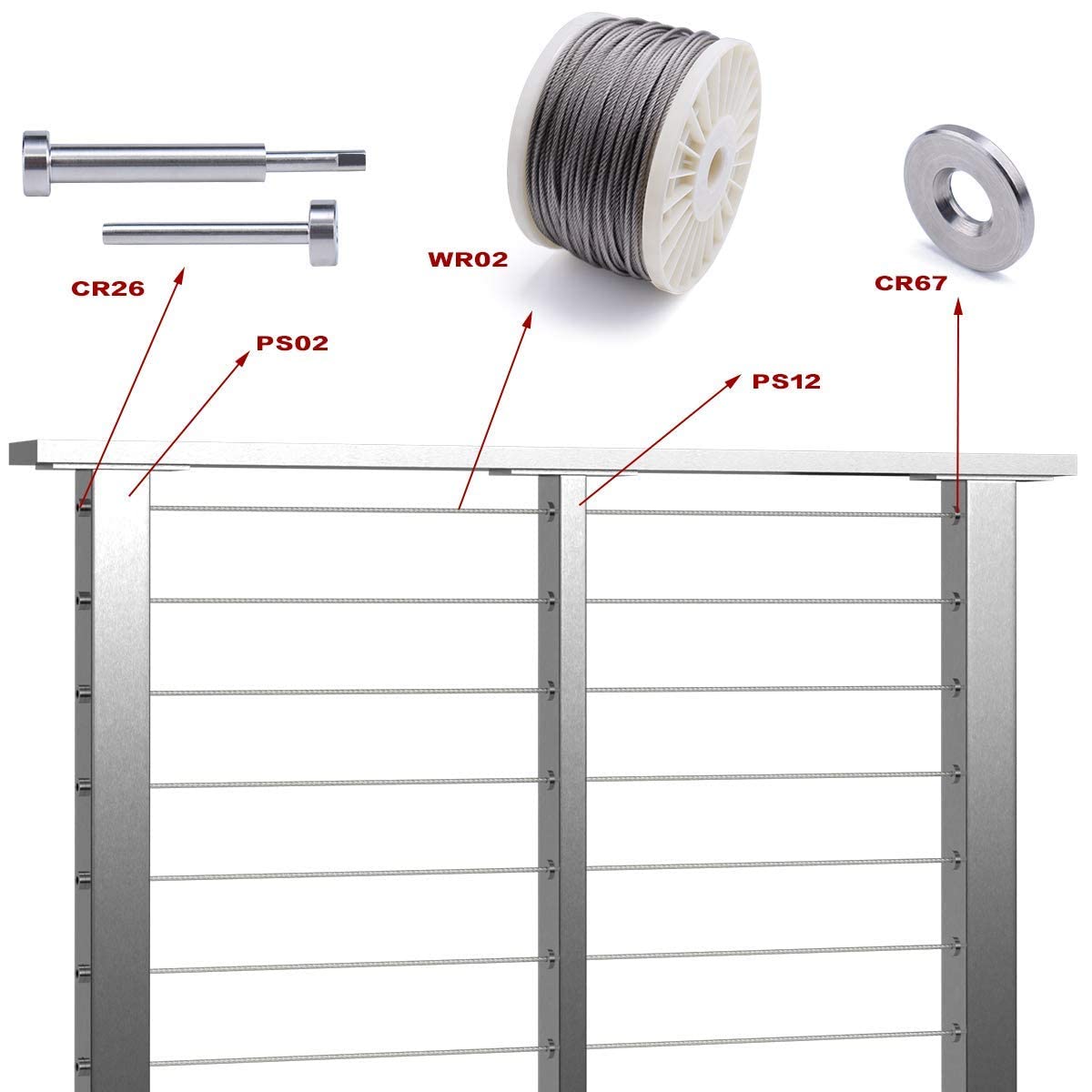 Stainless Steel Brushed Rectangle Weldless Flat Top Cable Railing Post K78152