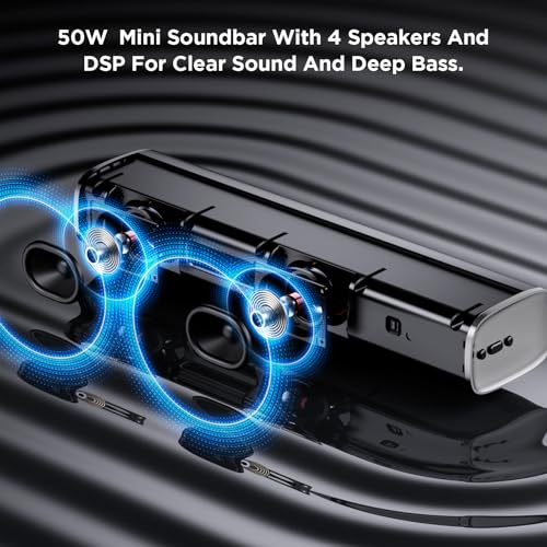 TV Sound Bar, Bluetooth 5.0 Soundbar 50W 17Inch with ARC/Optical/AUX Connection X72228
