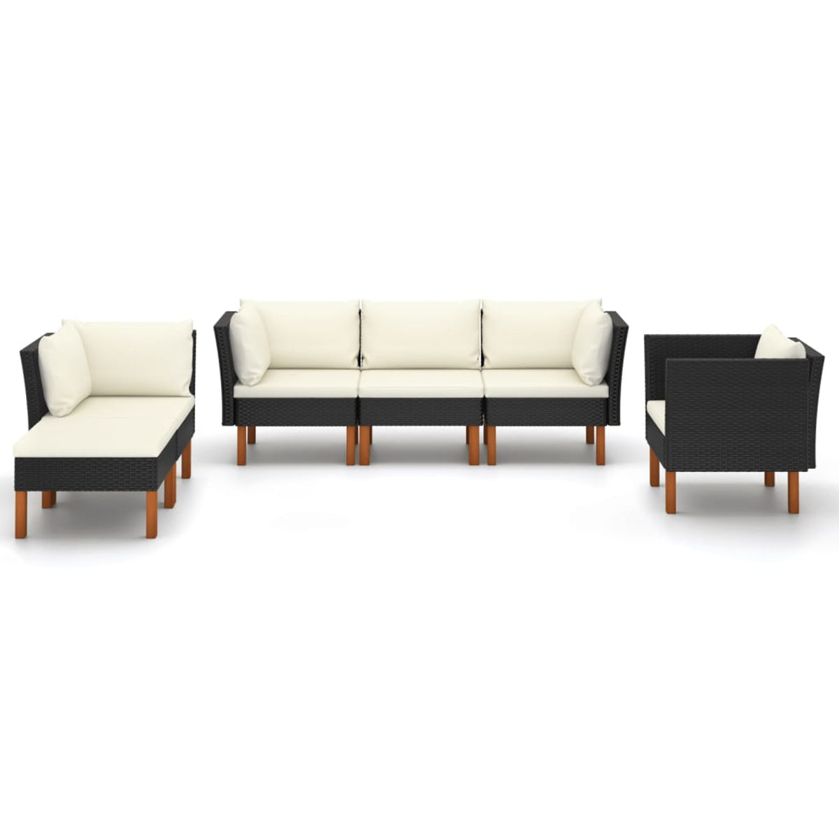 6 Piece Poly Rattan Sectional Outdoor Furniture Set E628