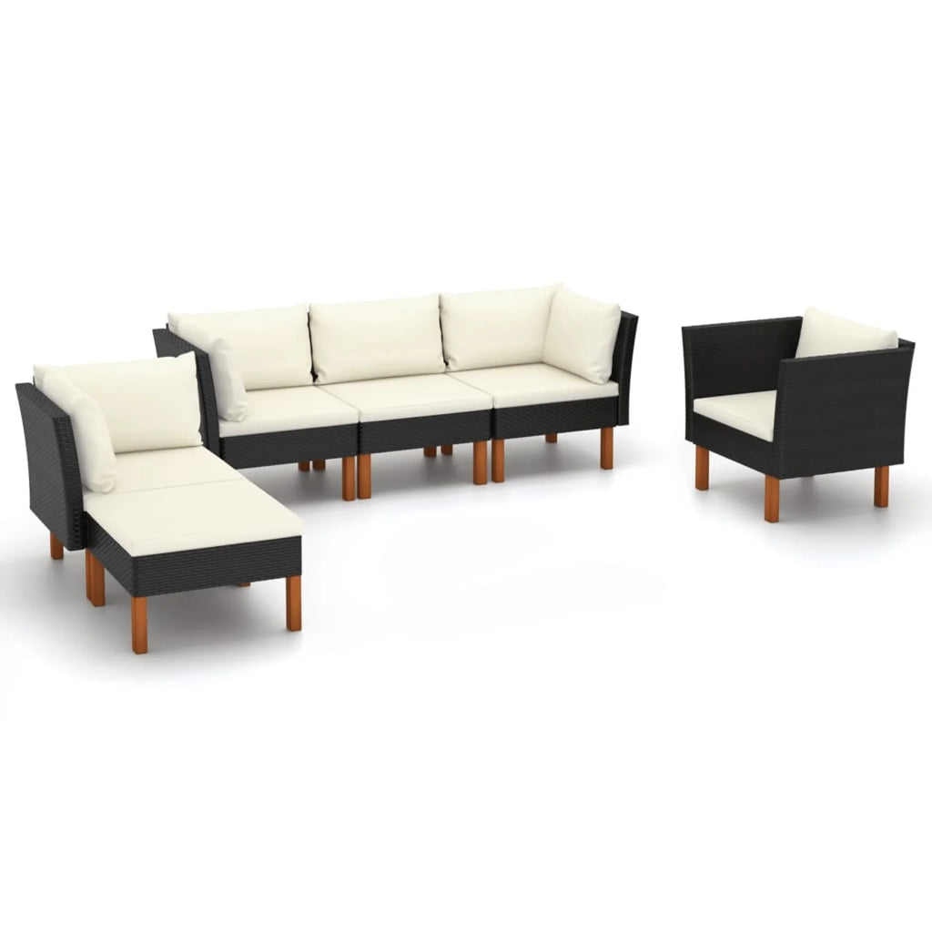 6 Piece Poly Rattan Sectional Outdoor Furniture Set E628