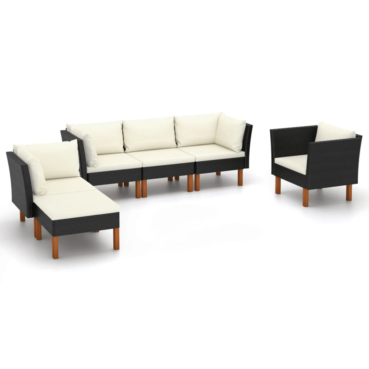 6 Piece Poly Rattan Sectional Outdoor Furniture Set E628