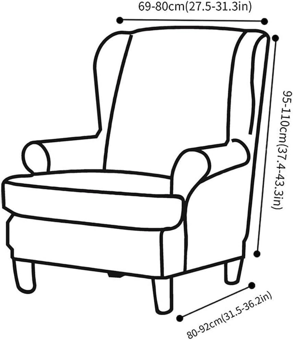 Navy Velvet Stretch Wingback Chair Sofa Slipcover with Elastic Bottom L256