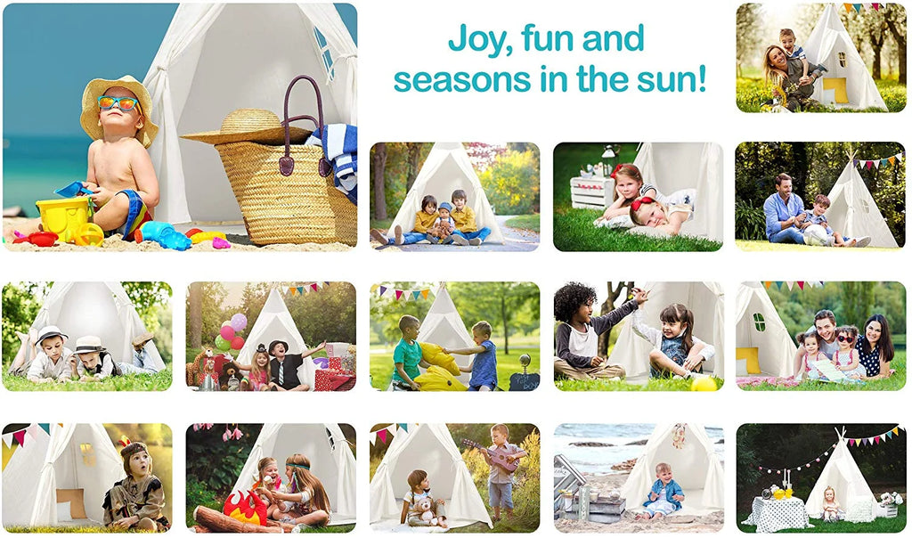 Yellow Triangle Cotton Linen Canvas Teepee Tent B67249
