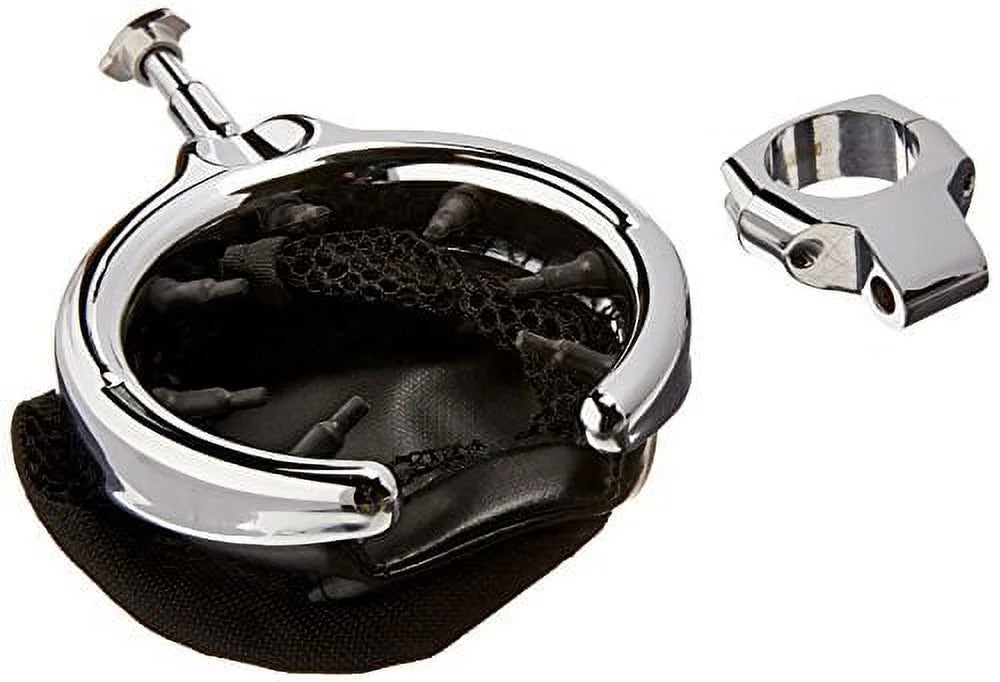 Chrome Motorcycle Handlebar Drink Holder with Mesh Basket Q895