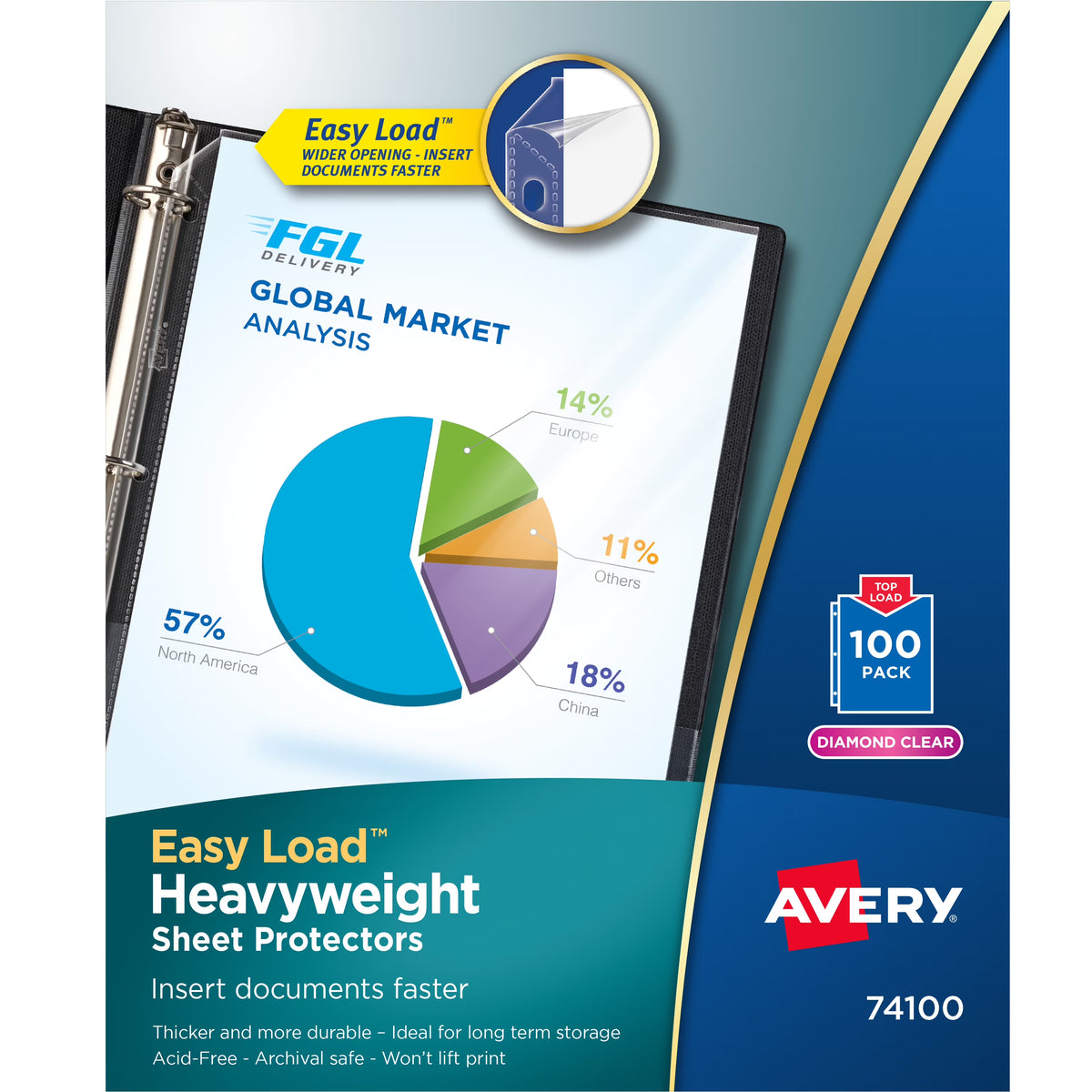 Letter Diamond Clear Poly Sheet Protectors, 100/box H327142
