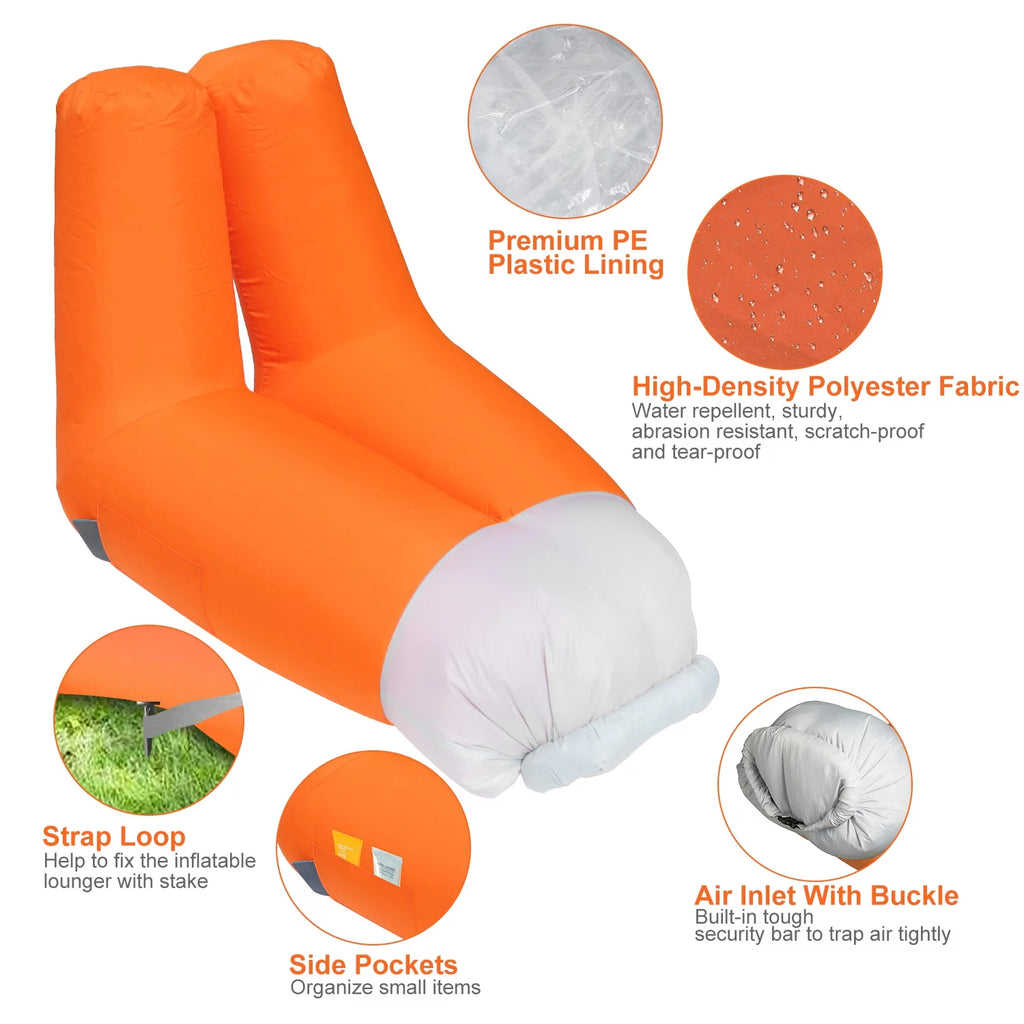 Orange Inflatable Air Sofa Chair with Portable Bag R90528