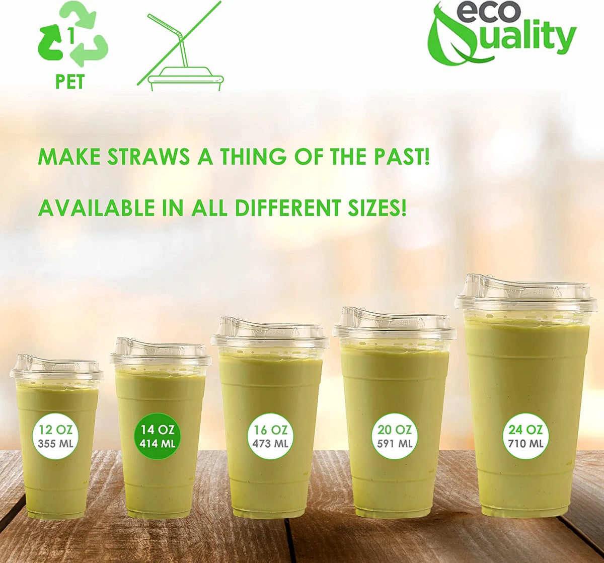 14 oz Clear Plastic Disposable Cups with Sip Through Lids E86416