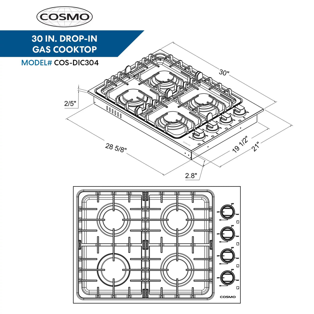 4 Sealed Burners Stainless Steel Gas Cooktop U45549