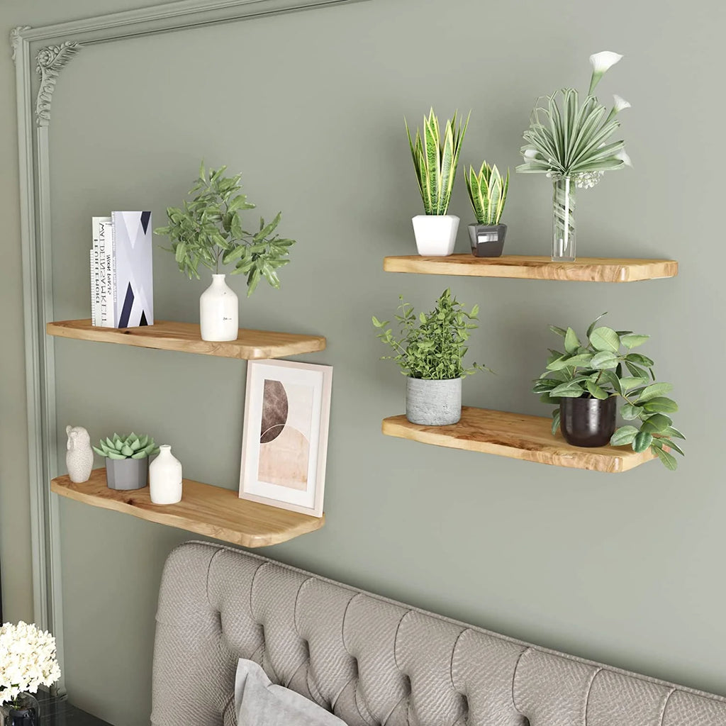 24 Inch Cedar Natural Edge Floating Shelf Set Of 2 Q4638
