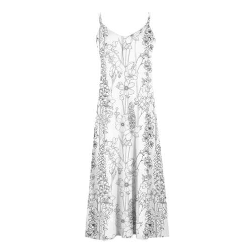 Women Summer Sleeveless Printed Beach Dress Casual V-Neck Long Flowy Boho Dress Q2850