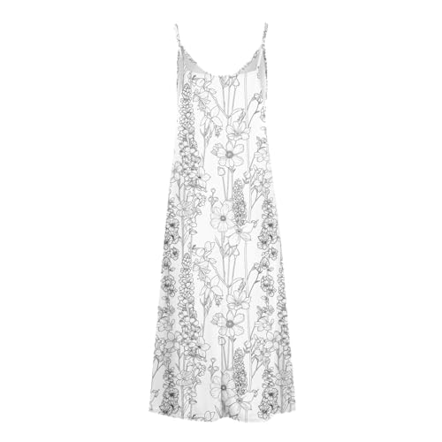 Women Summer Sleeveless Printed Beach Dress Casual V-Neck Long Flowy Boho Dress Q2850