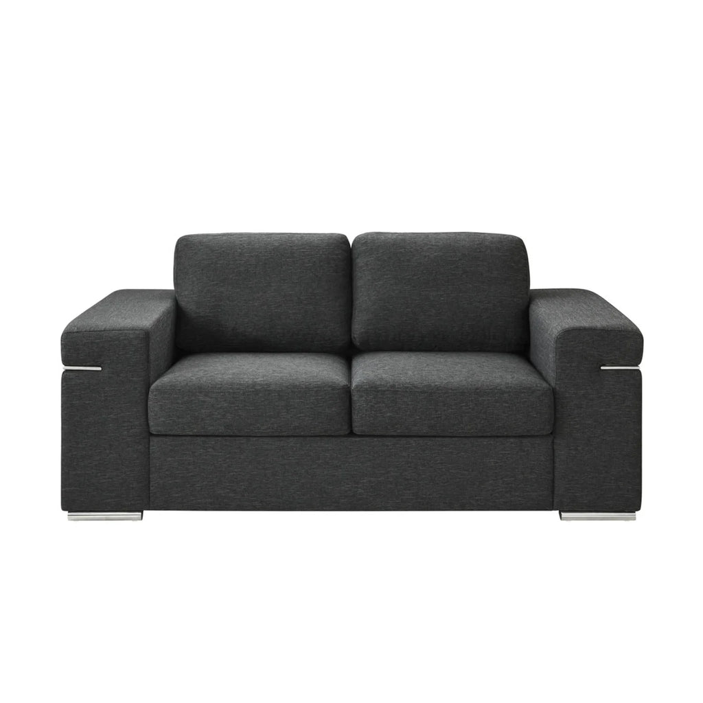 Black Linen Fabric Loveseat C829