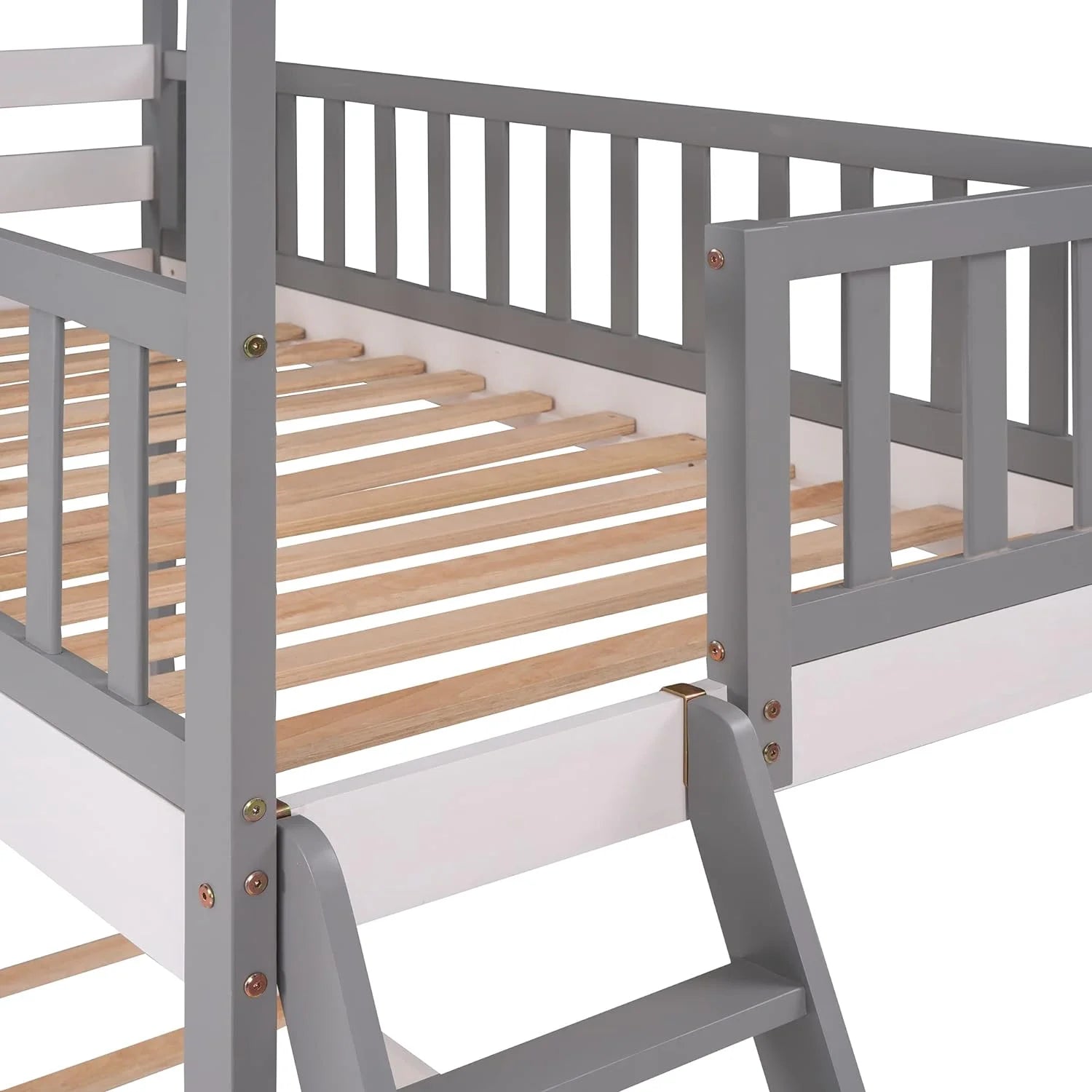 Gray Wood Kids Bunk Bed with Ladder I886597