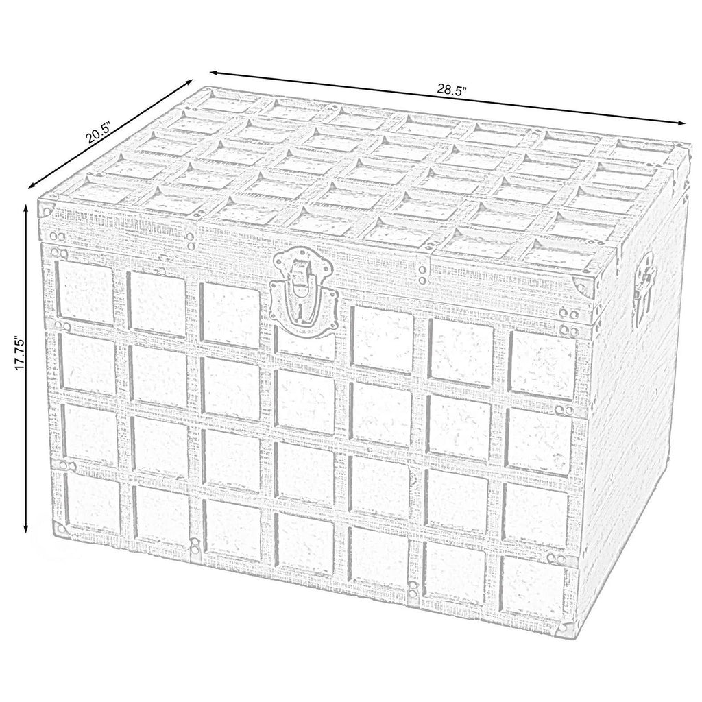 Wooden Rectangle Galvanized Metal Lined Storage Trunk A7032