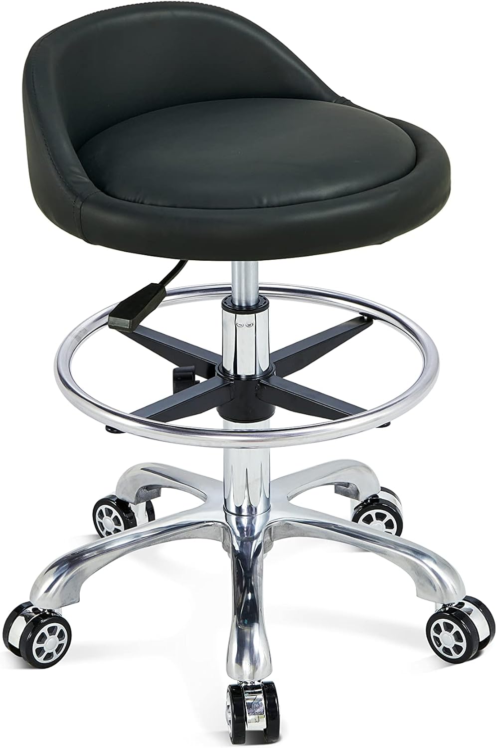 Black Height Adjustable Swivel Stool with Casters I2219