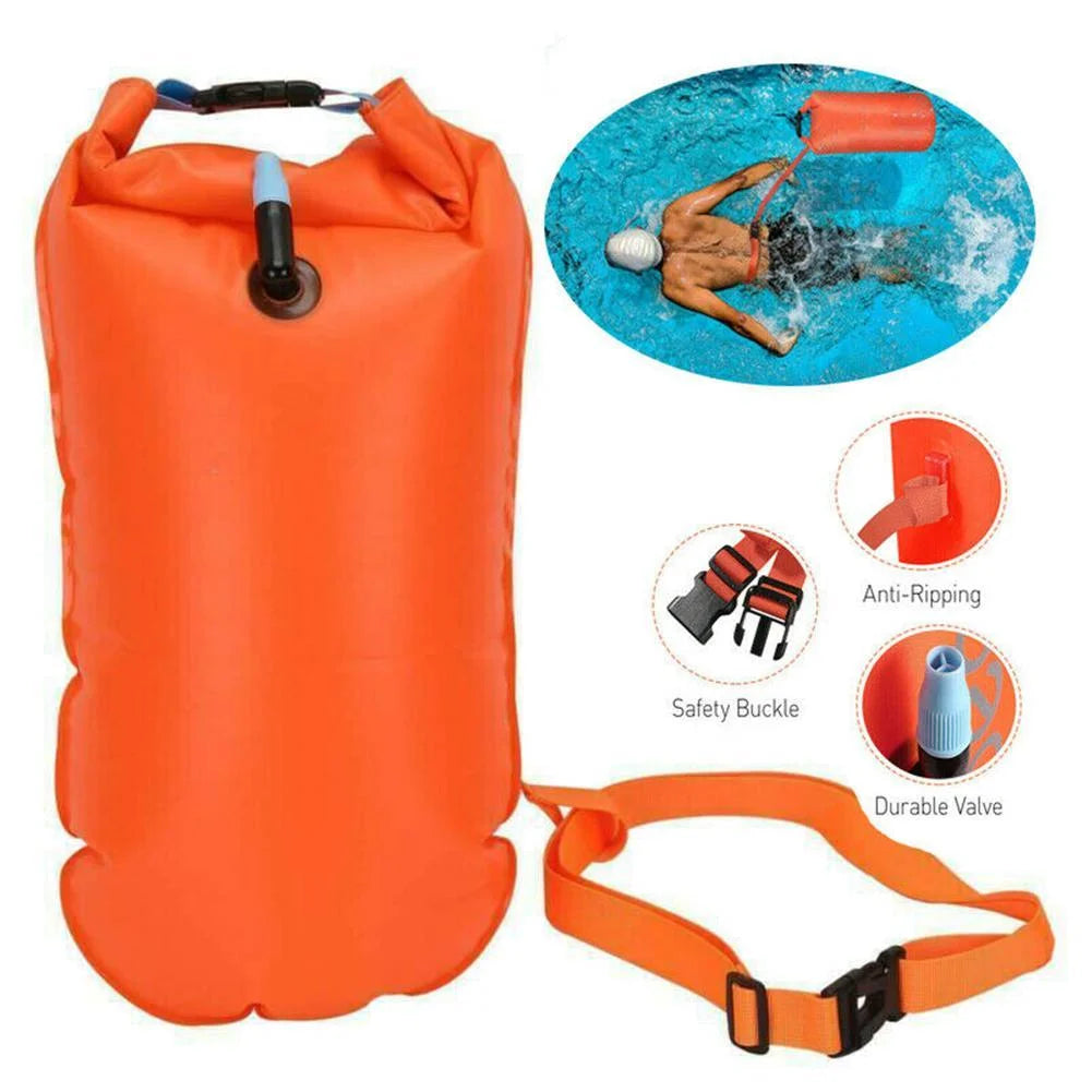 Inflatable Swimming Tow Float with Dry Pouch Orange M2234