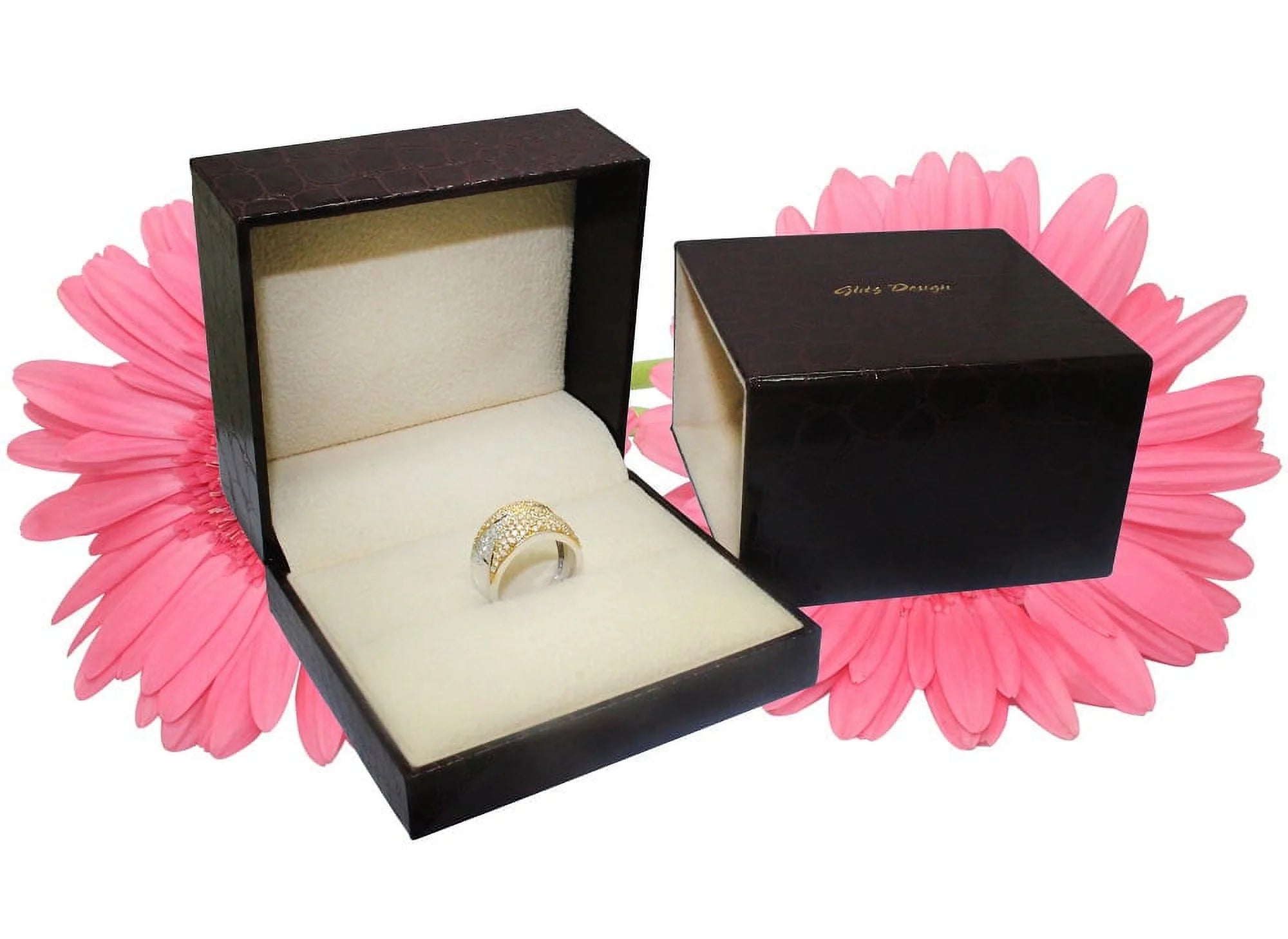 Twin Halo Engagement Ring Two-tone 14K Rose & White Gold R9938