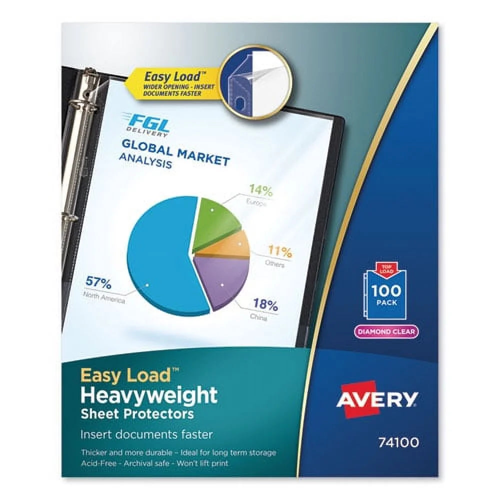 Letter Diamond Clear Poly Sheet Protectors, 100/box H327142