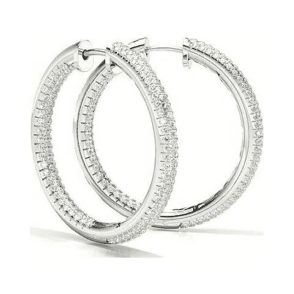 14K White Gold Round Hoop Earring F89643