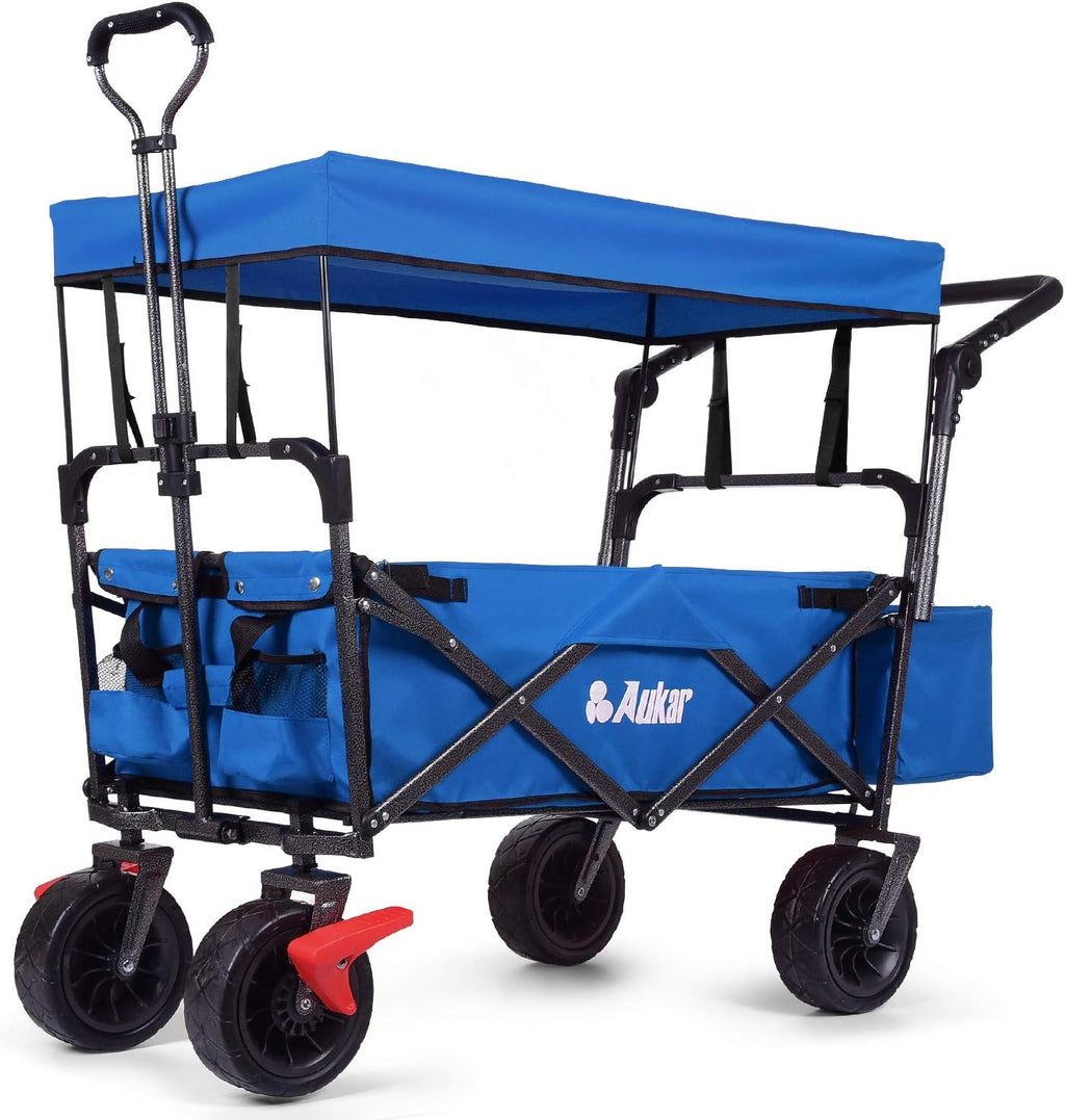 Collapsible Folding Wagon Utility Garden Cart with 7 All-Terrain Wheels L5930