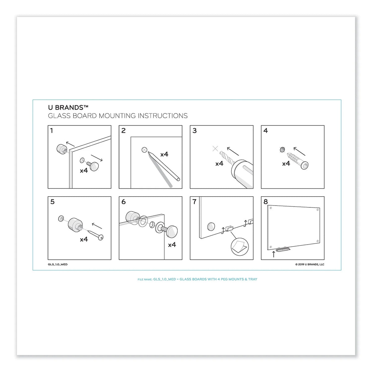 Magnetic Glass Dry Erase Board 48 x 36 White Y682259