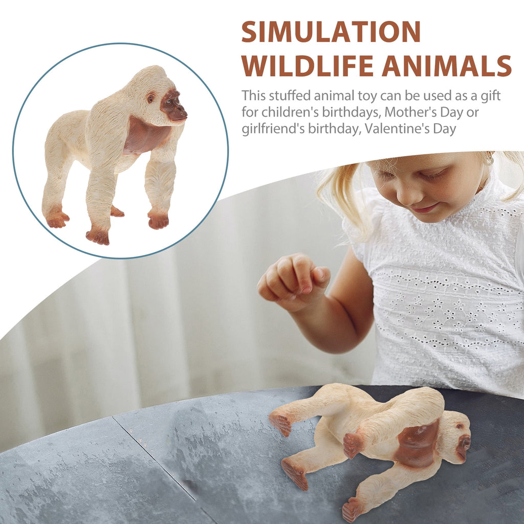 Mini Gorilla Chimpanzee Orangutan Toy Figurine White Plastic R54274