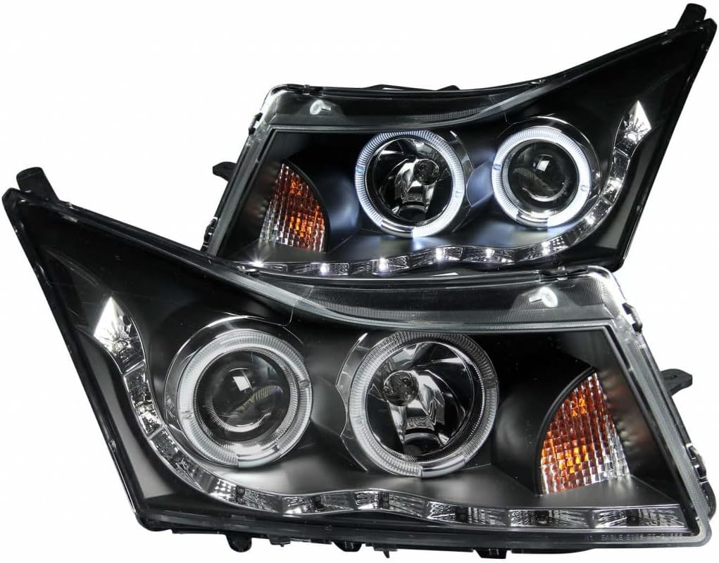 Projector Headlights with Halo Black LED Eyebrow B149