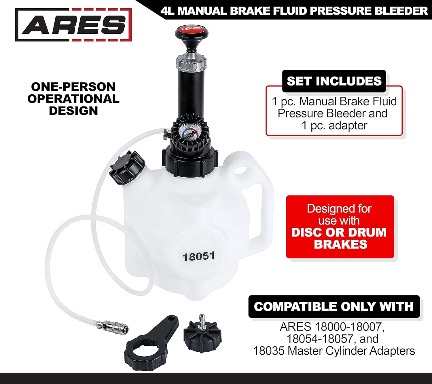 Manual Brake Fluid Pressure Bleeder, 4-Liter, Pack of 2 R34828