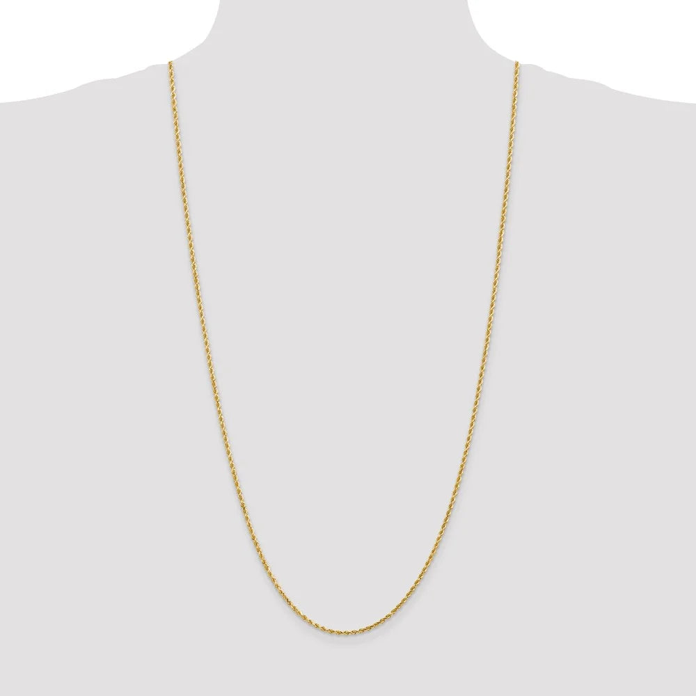 14kt Yellow Gold 2mm Diamond Cut Rope Chain with Lobster Clasp, 30 inch P73642