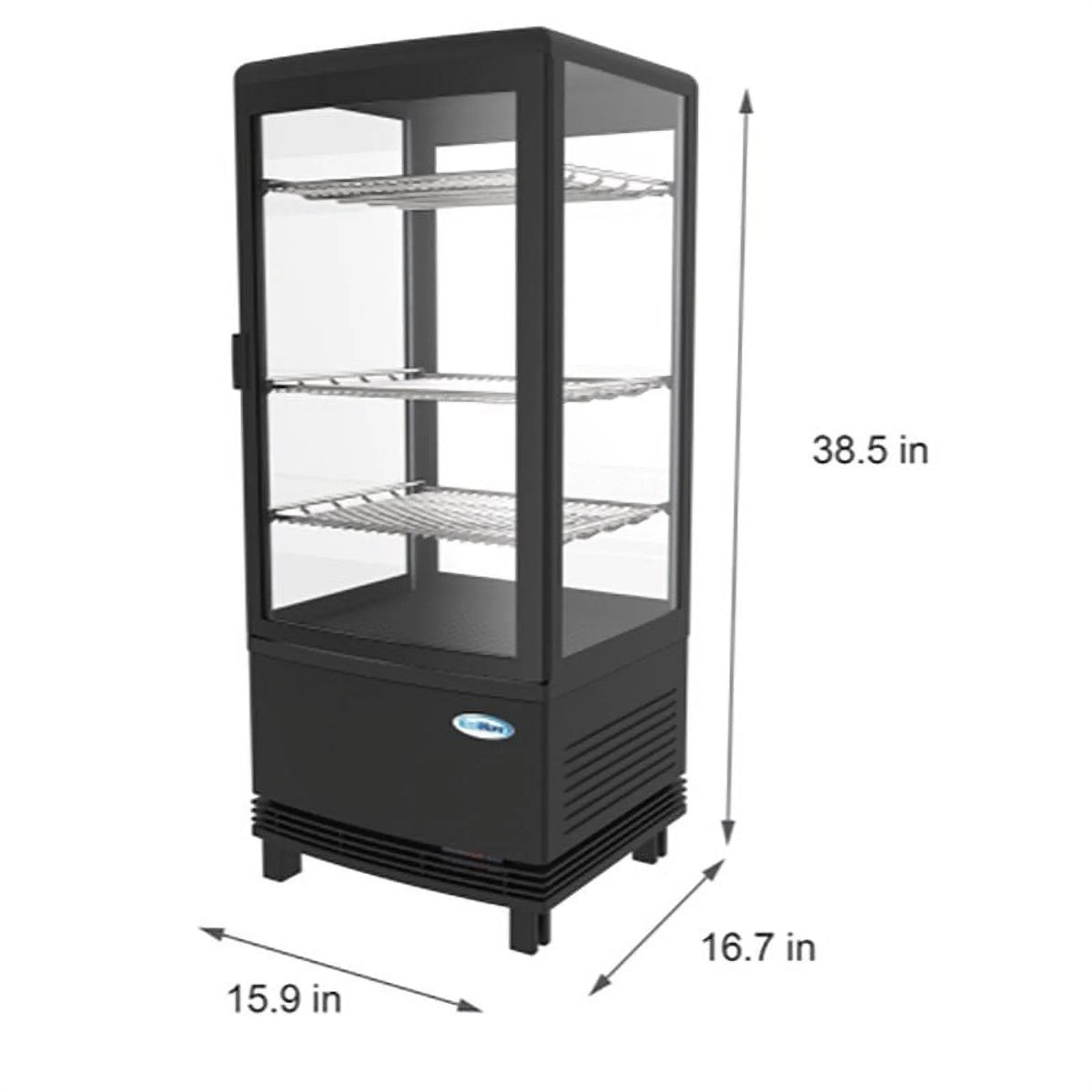 Black Countertop Refrigerator Display Case Commercial Beverage Cooler with LED Lighting, 3 cu. ft Capacity E8896